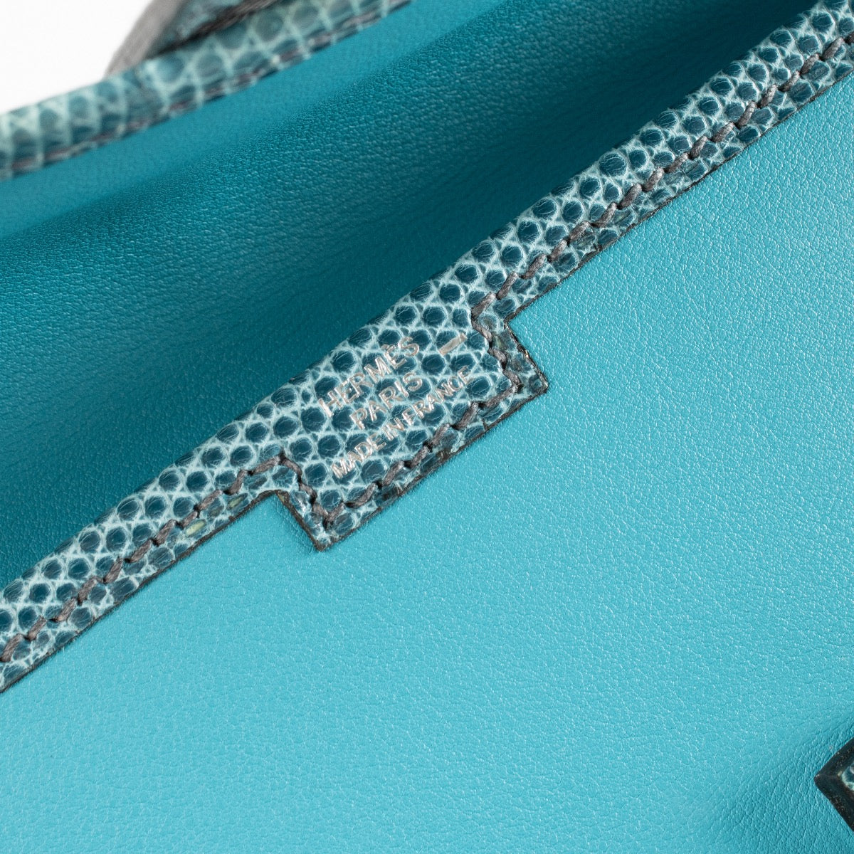 Hermès Jige Duo Portemonnee Bleu Paon Swift/Hagedis