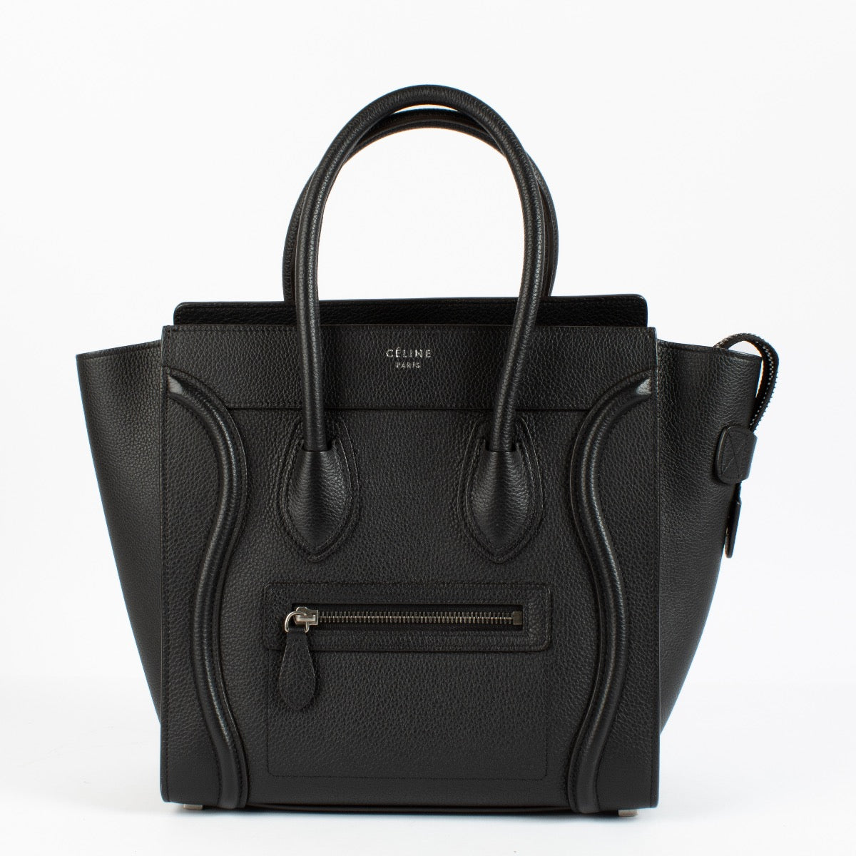 Celine Black Micro Luggage tas van generfd kalfsleer