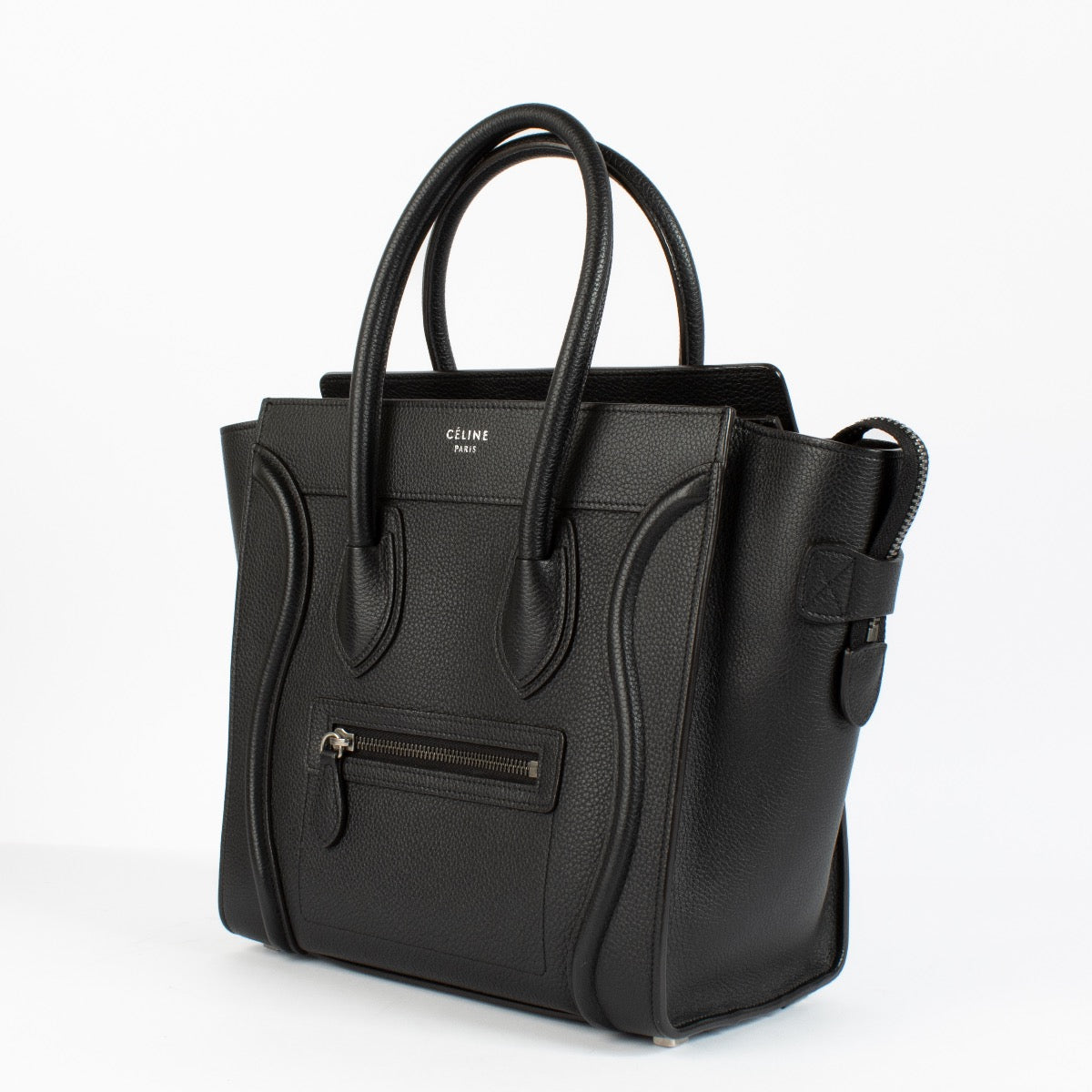 Celine Black Micro Luggage tas van generfd kalfsleer