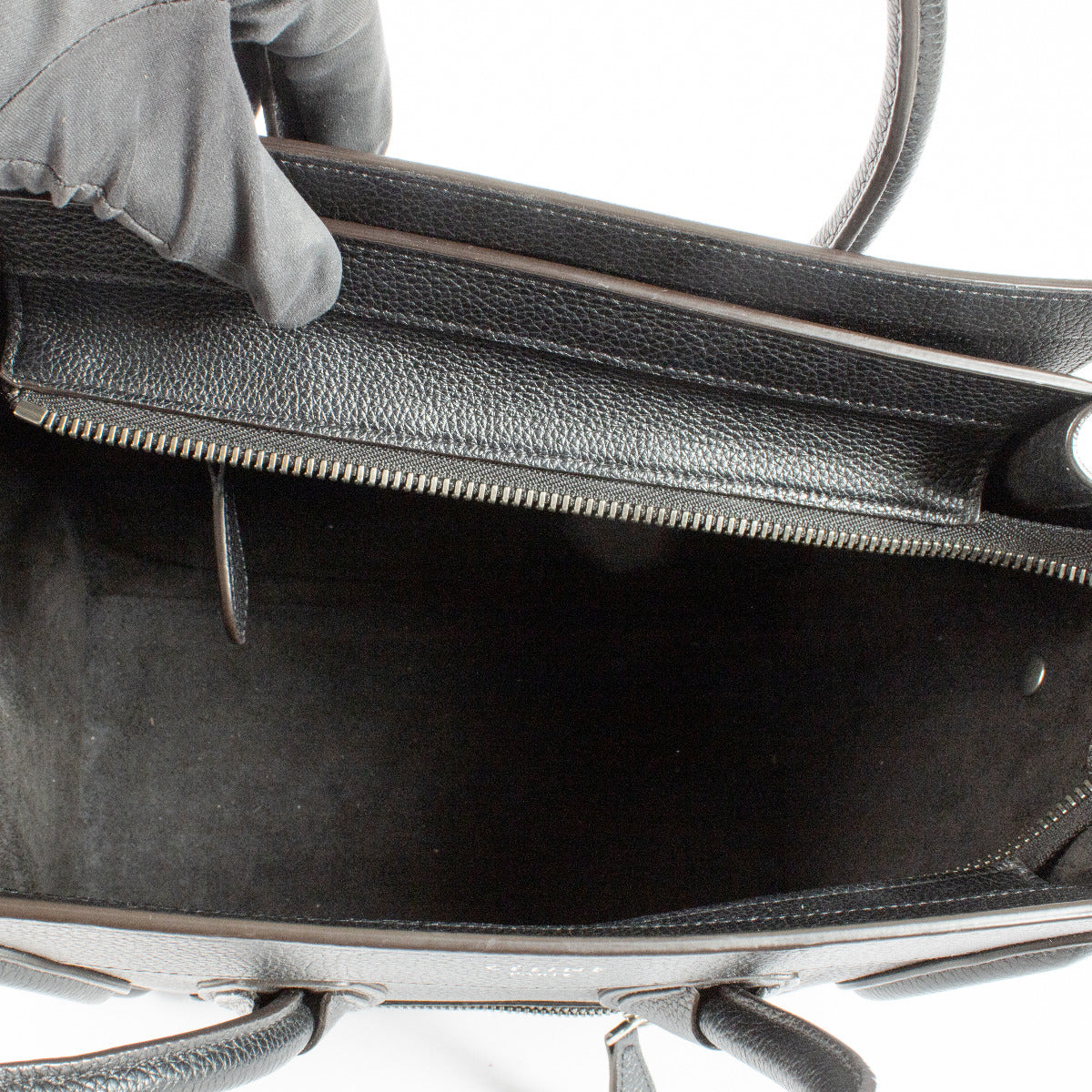 Celine Black Drummed Calfskin Micro Luggage Bag