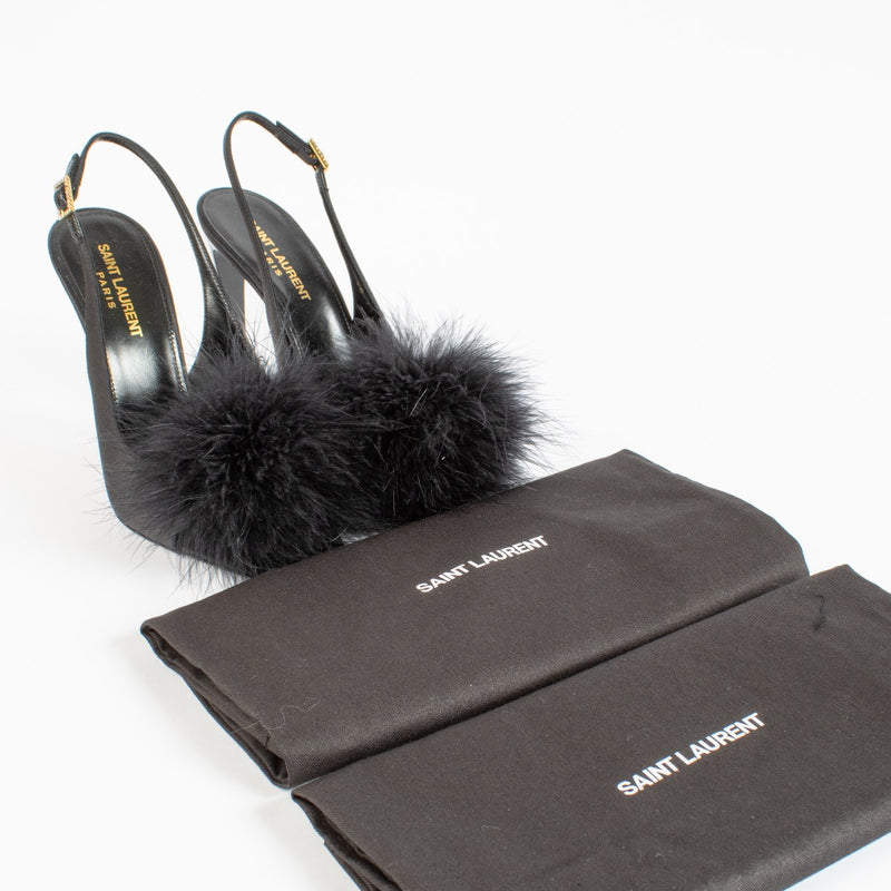 Shop safe online at Labellov in Antwerp, Brussels and Knokke these 100% authentic second hand Saint Laurent Black Satin Mae Slingback Pumps