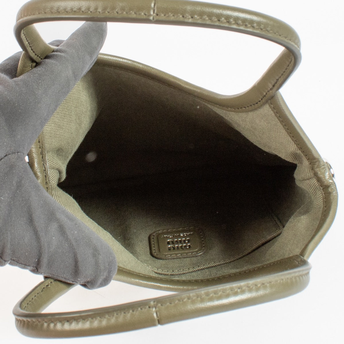 Shop 100% authentic second hand Miu Miu IVY embroidered gabardine bag Olive on Labellov.com