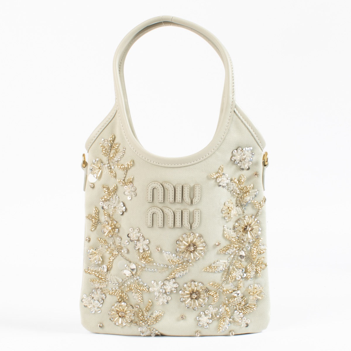 Shop 100% authentic second hand Miu Miu IVY Chalk Embroidered Gabardine Bag on Labellov.com