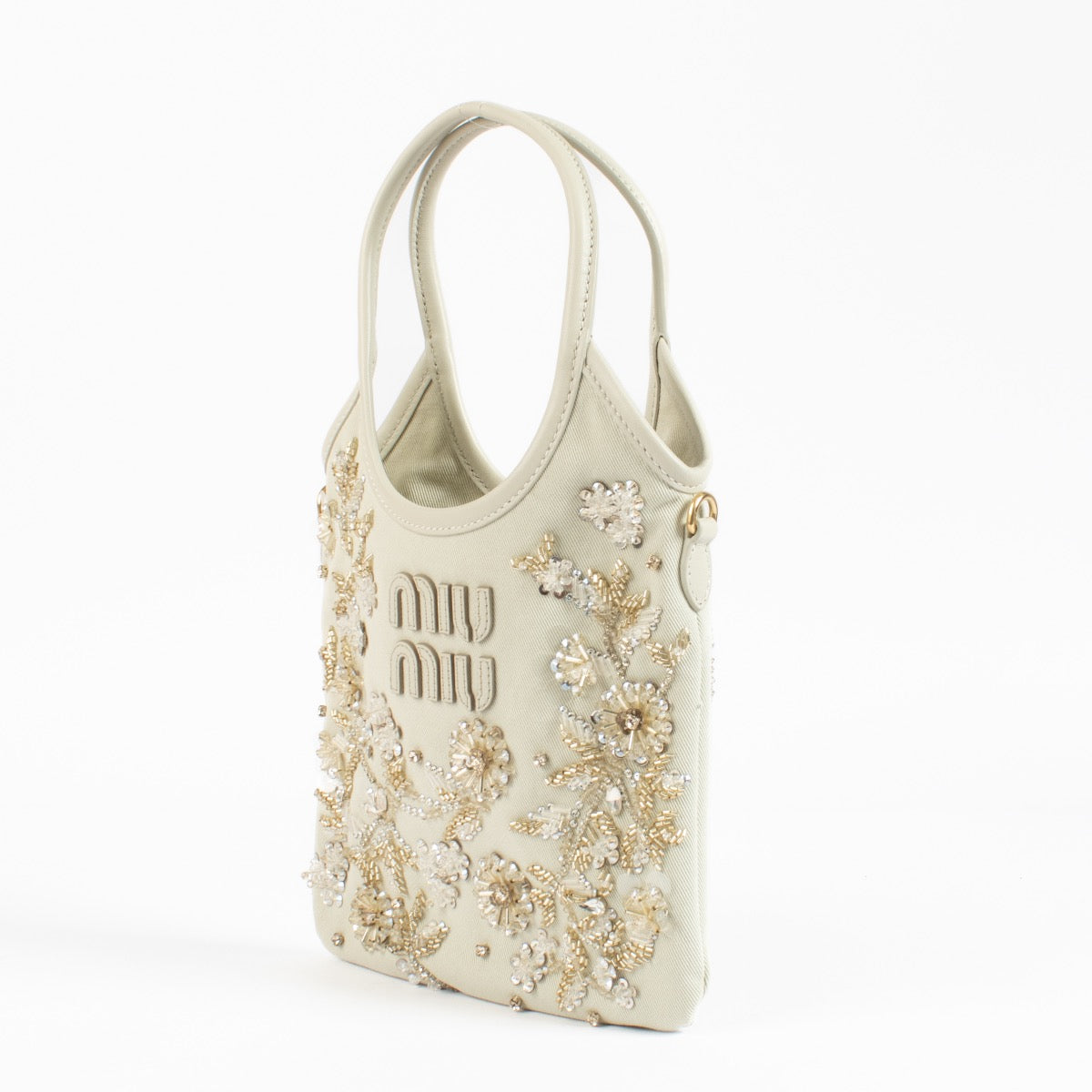 Shop 100% authentic second hand Miu Miu IVY Chalk Embroidered Gabardine Bag on Labellov.com
