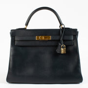 Hermès Kelly 32 Navy Courchevel GHW