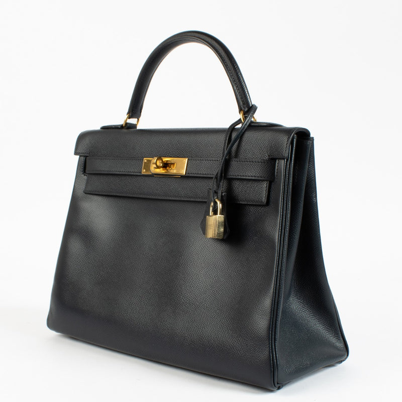 Hermès Kelly 32 Navy Courchevel GHW