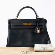 Hermès Kelly 32 Navy Courchevel GHW
