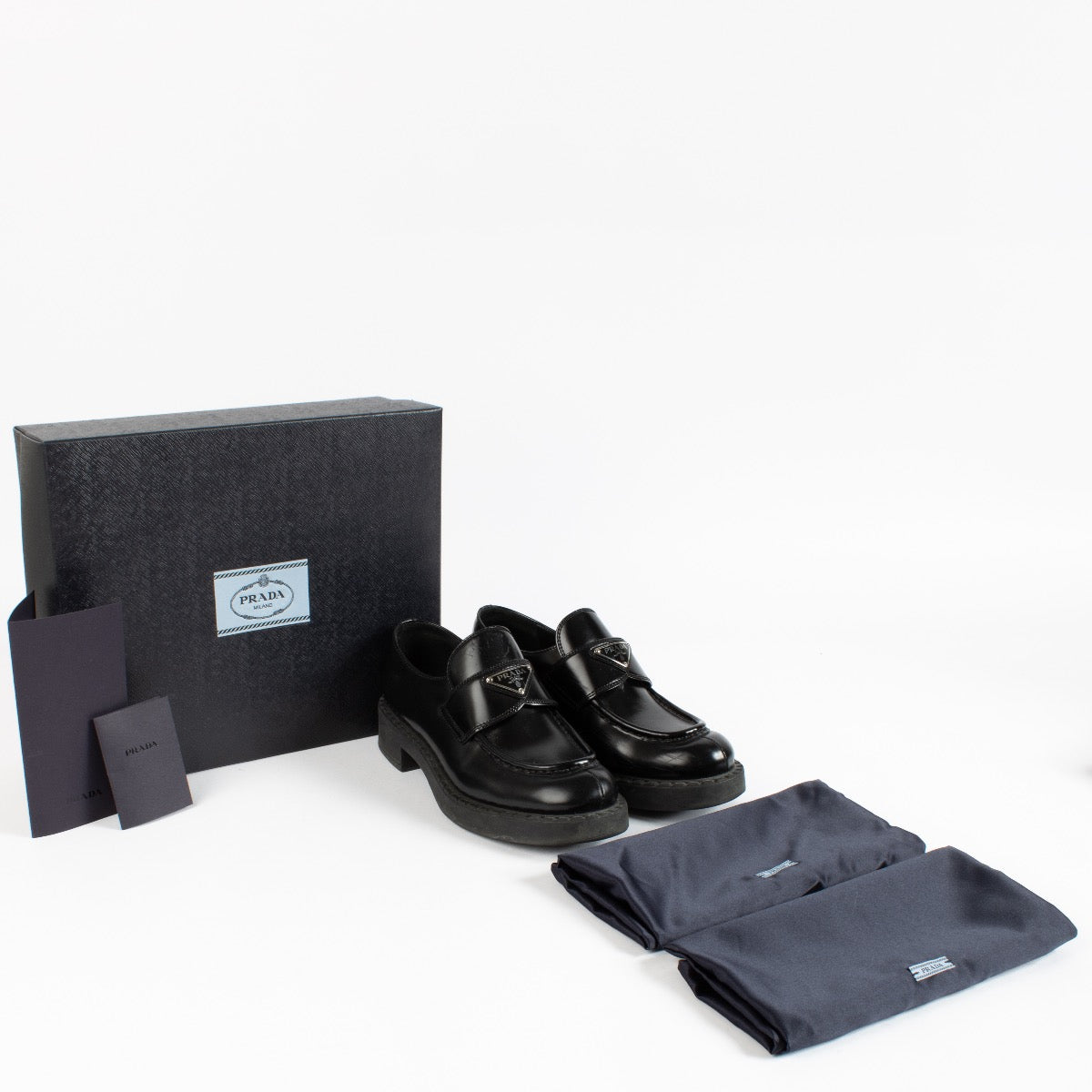 Prada Black Flats Loafers - size 38
