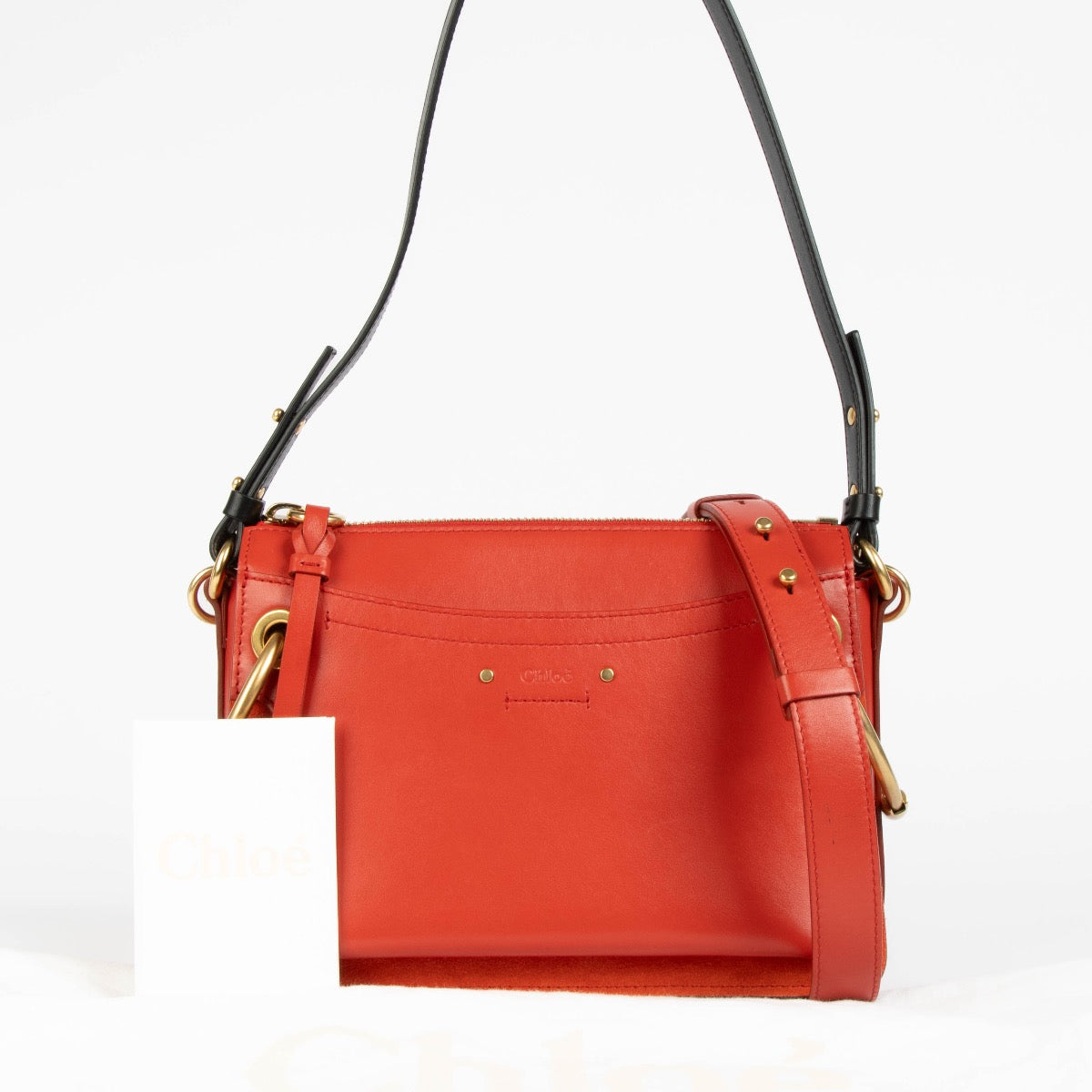 Authentic pre-loved Chloé Red Calfskin Leather Roy Small Crossbody Bag on Labellov.com