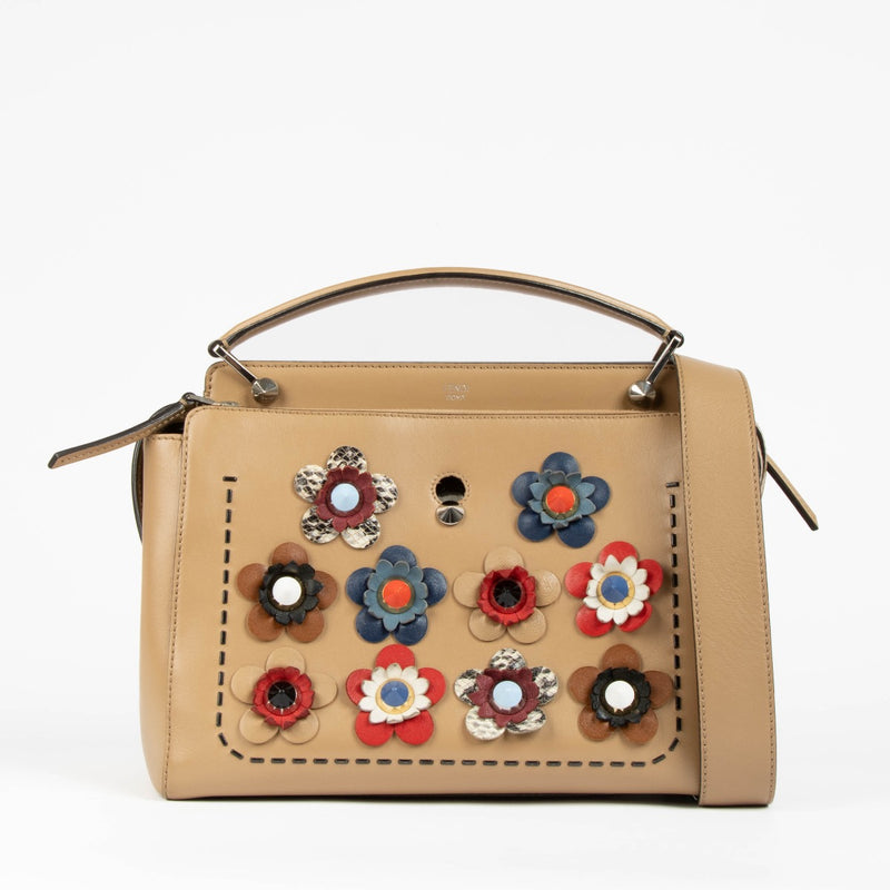 Shop this 100% authentic Fendi Beige Leather Dot Com Flower Appliqué Crossbody Bag at Labellov.com