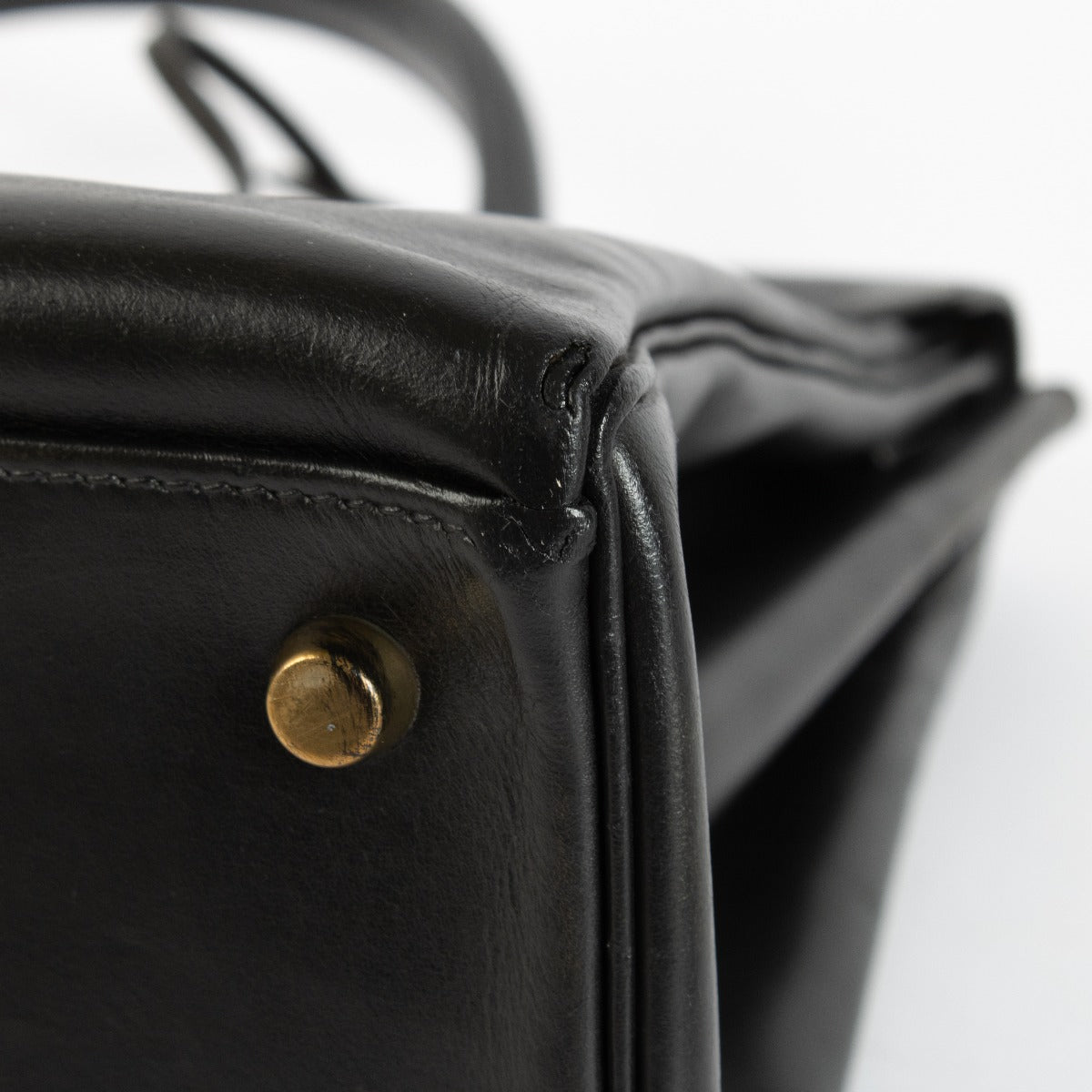 Hermès Vintage Kelly 35 Cuir Box Noir GHW