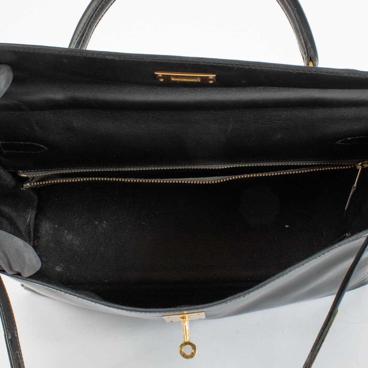 Hermès Vintage Kelly 35 Cuir Box Noir GHW