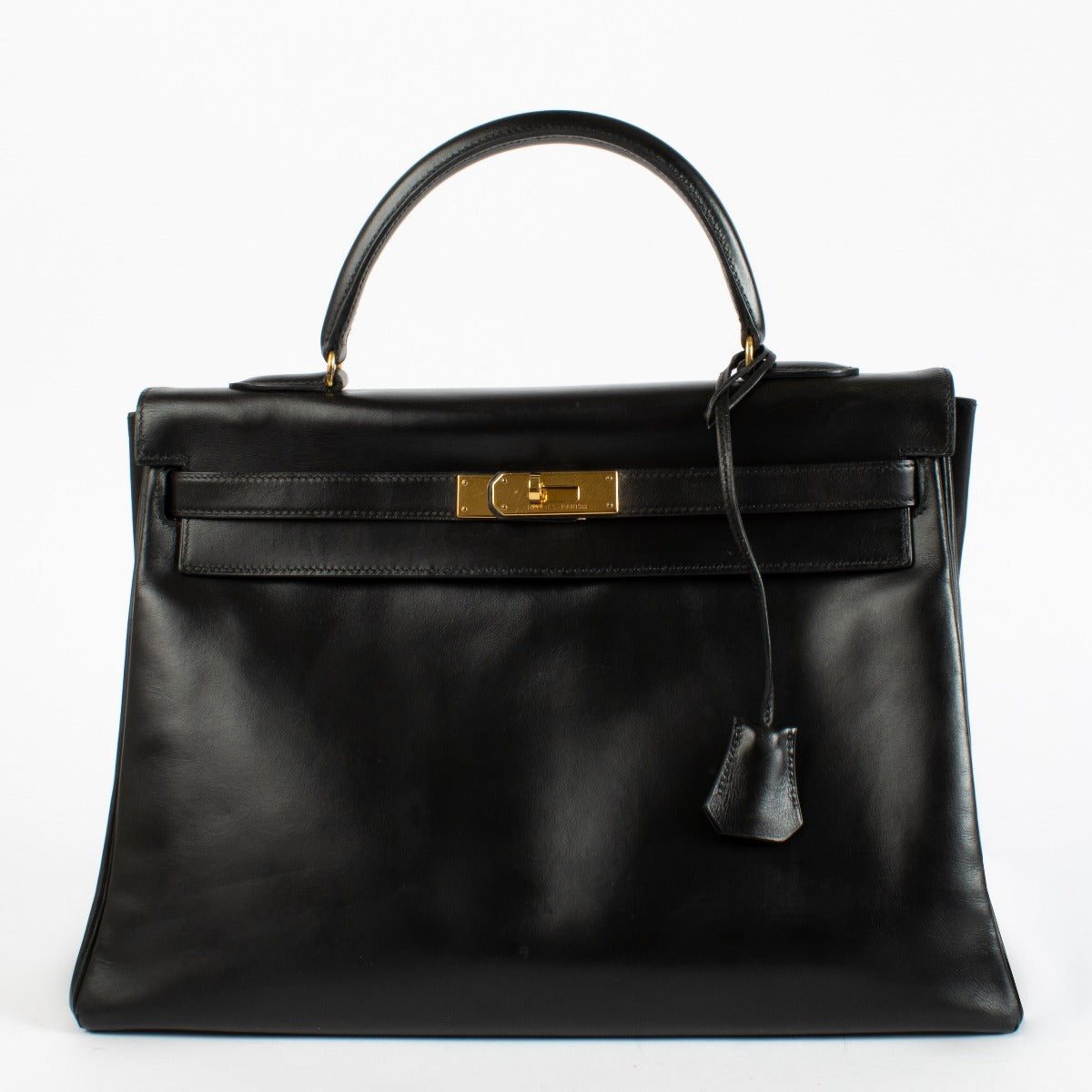 Hermès Vintage Kelly 35 Cuir Box Noir GHW