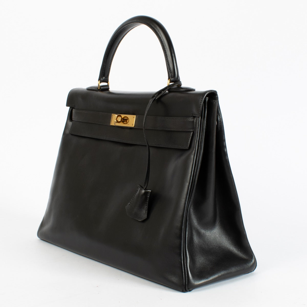 Hermès Vintage Kelly 35 Cuir Box Noir GHW