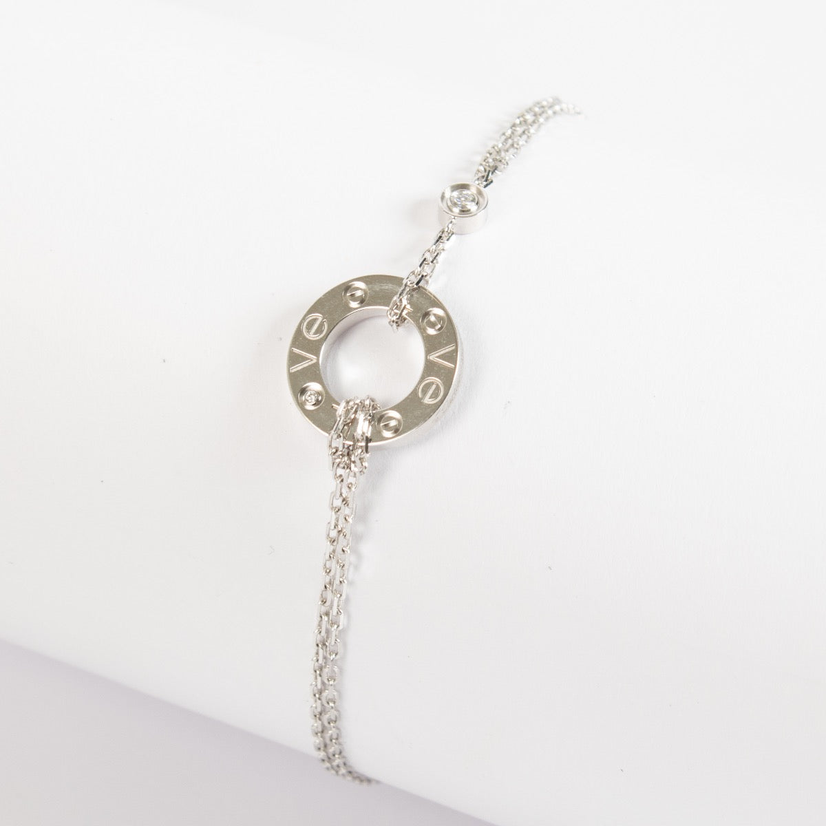 authentic preloved Cartier White Gold Chain Love Bracelet 2 Diamonds on Labellov.com