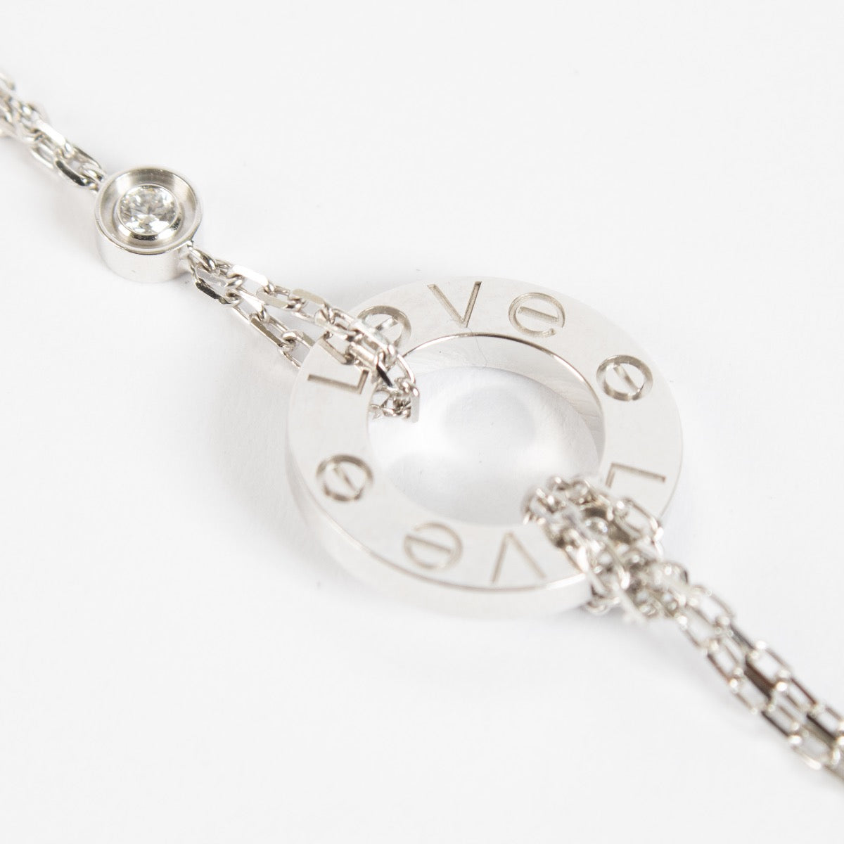 authentic preloved Cartier White Gold Chain Love Bracelet 2 Diamonds on Labellov.com