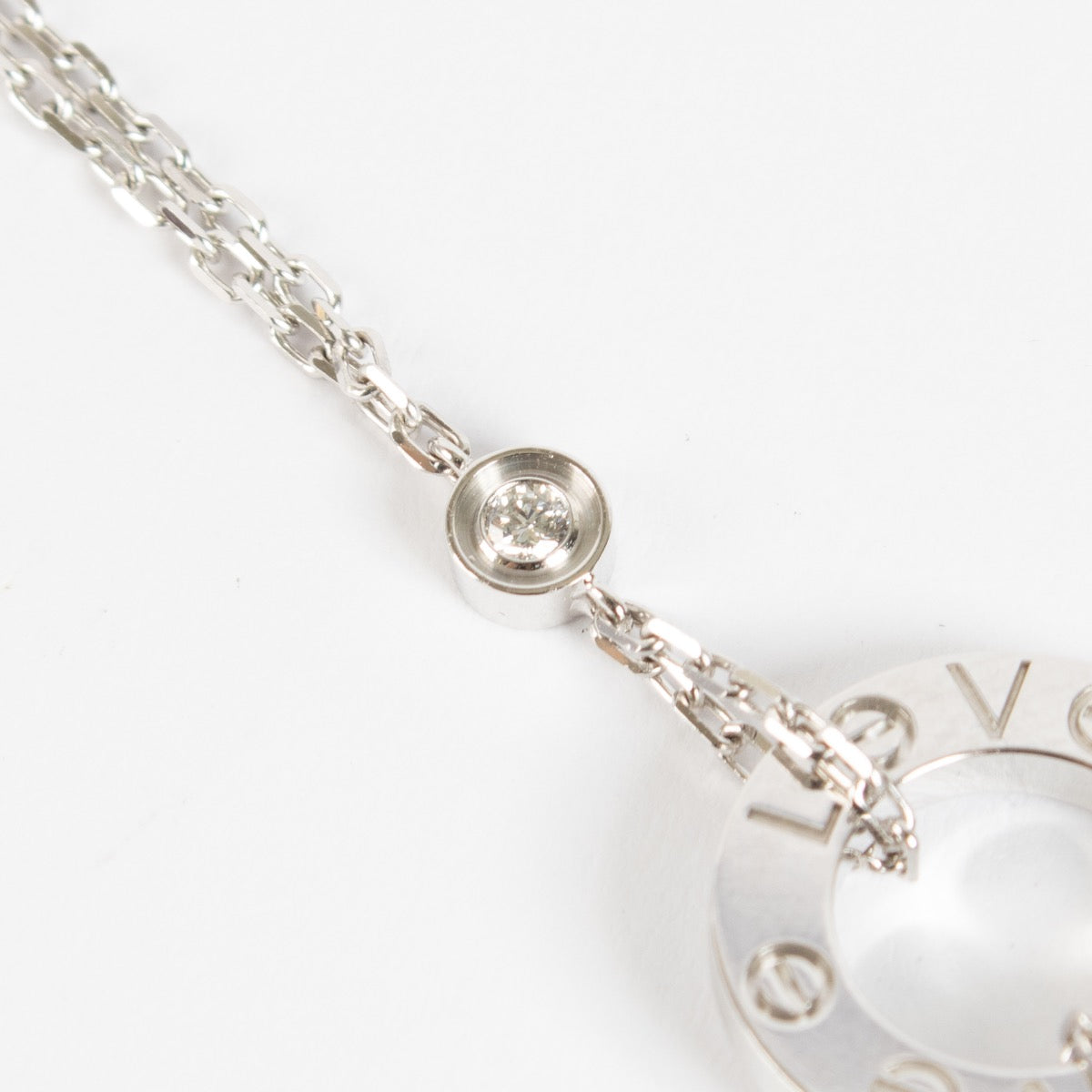 authentic preloved Cartier White Gold Chain Love Bracelet 2 Diamonds on Labellov.com