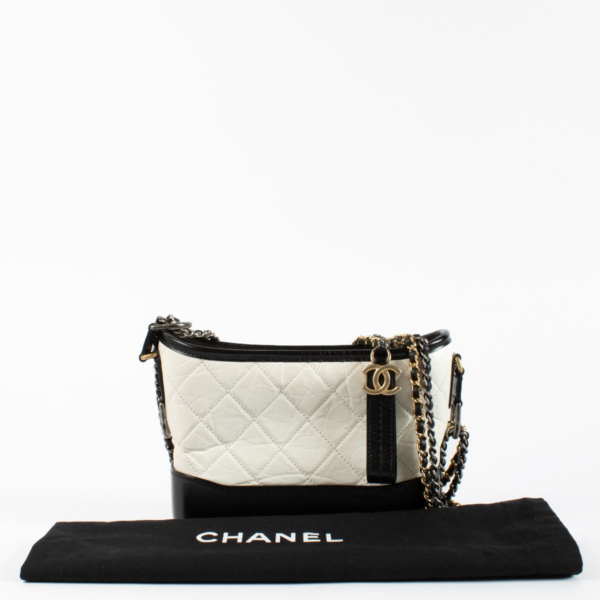 shop 100% authentic second hand Chanel Black And White Small Gabrielle Bag on Labellov.com