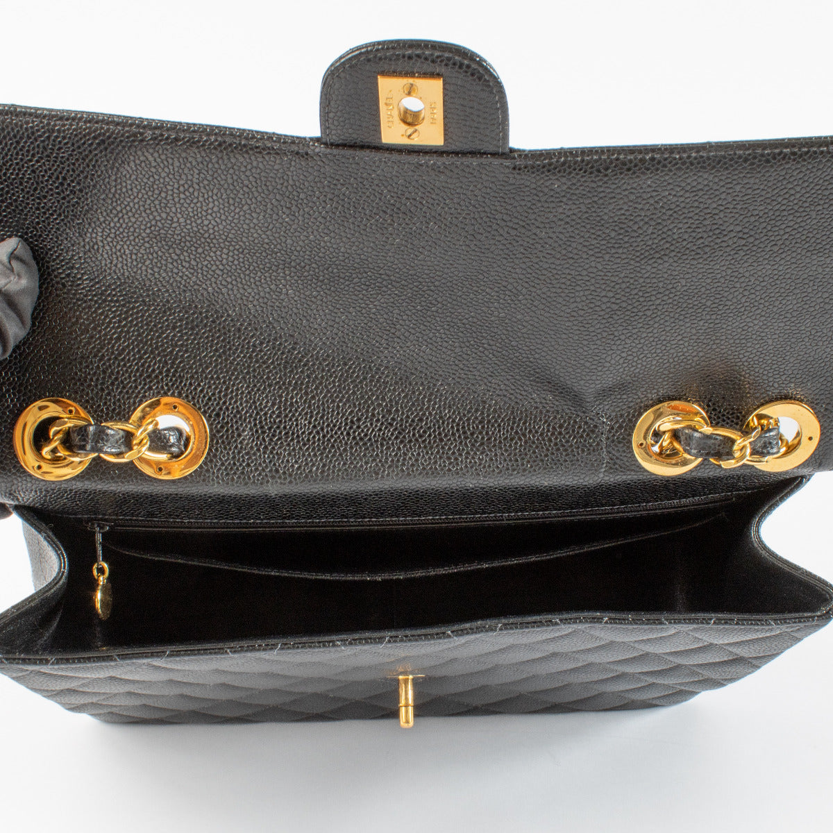 Chanel Black Caviar Leather Vintage Large/Jumbo Flap Bag