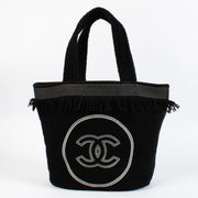 Authentic pre-loved Chanel Black CC Beach Bag with Pouch and Towel on Labellov.com