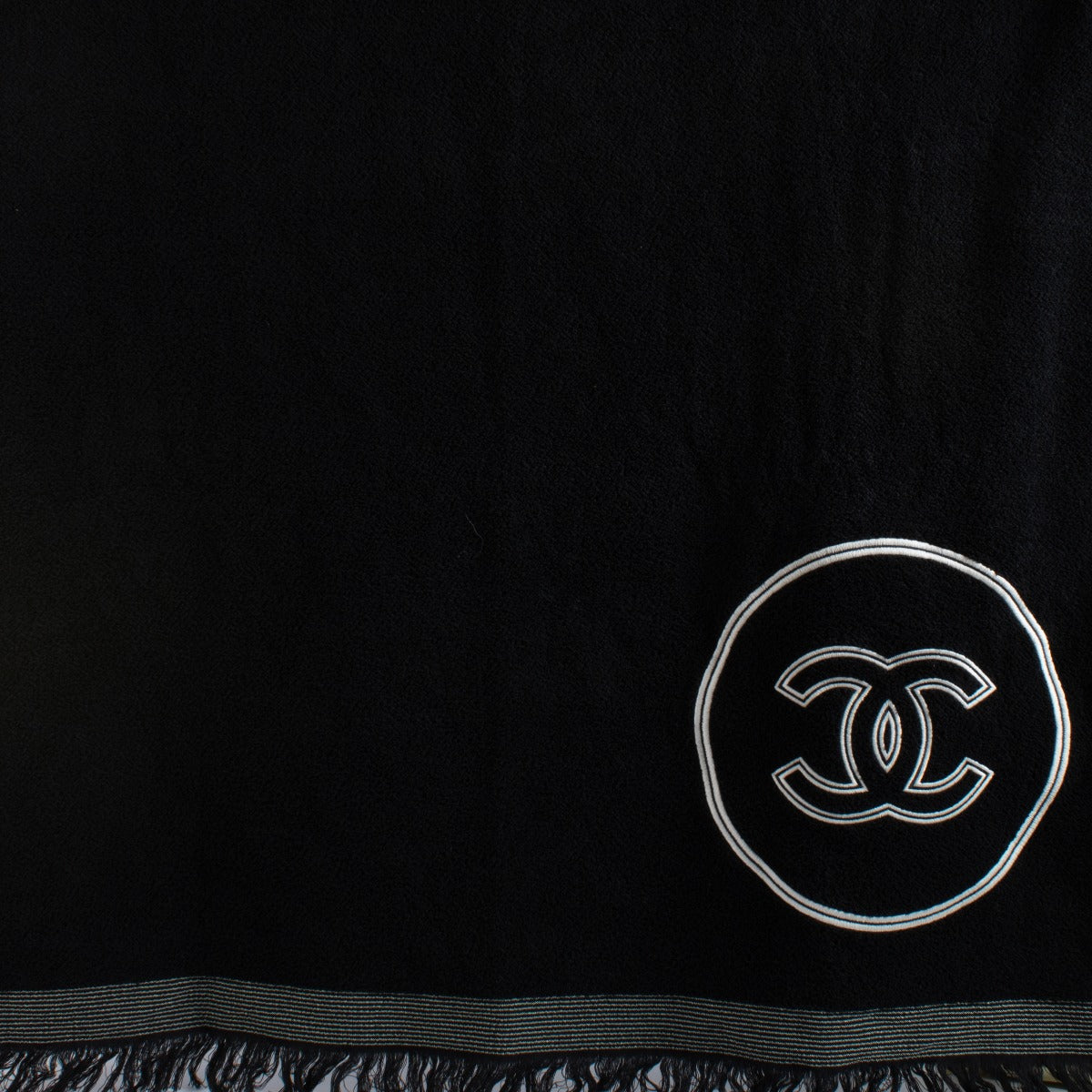 Authentic pre-loved Chanel Black CC Beach Bag with Pouch and Towel on Labellov.com