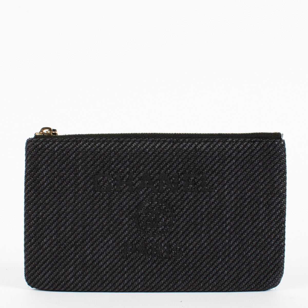 Authentic preloved Chanel Black Tweed Beauville Pouch on Labellov.com
