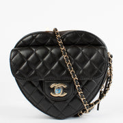 authentic preloved Chanel Black Lambskin Large Heart Bag With Chain on Labellov.com