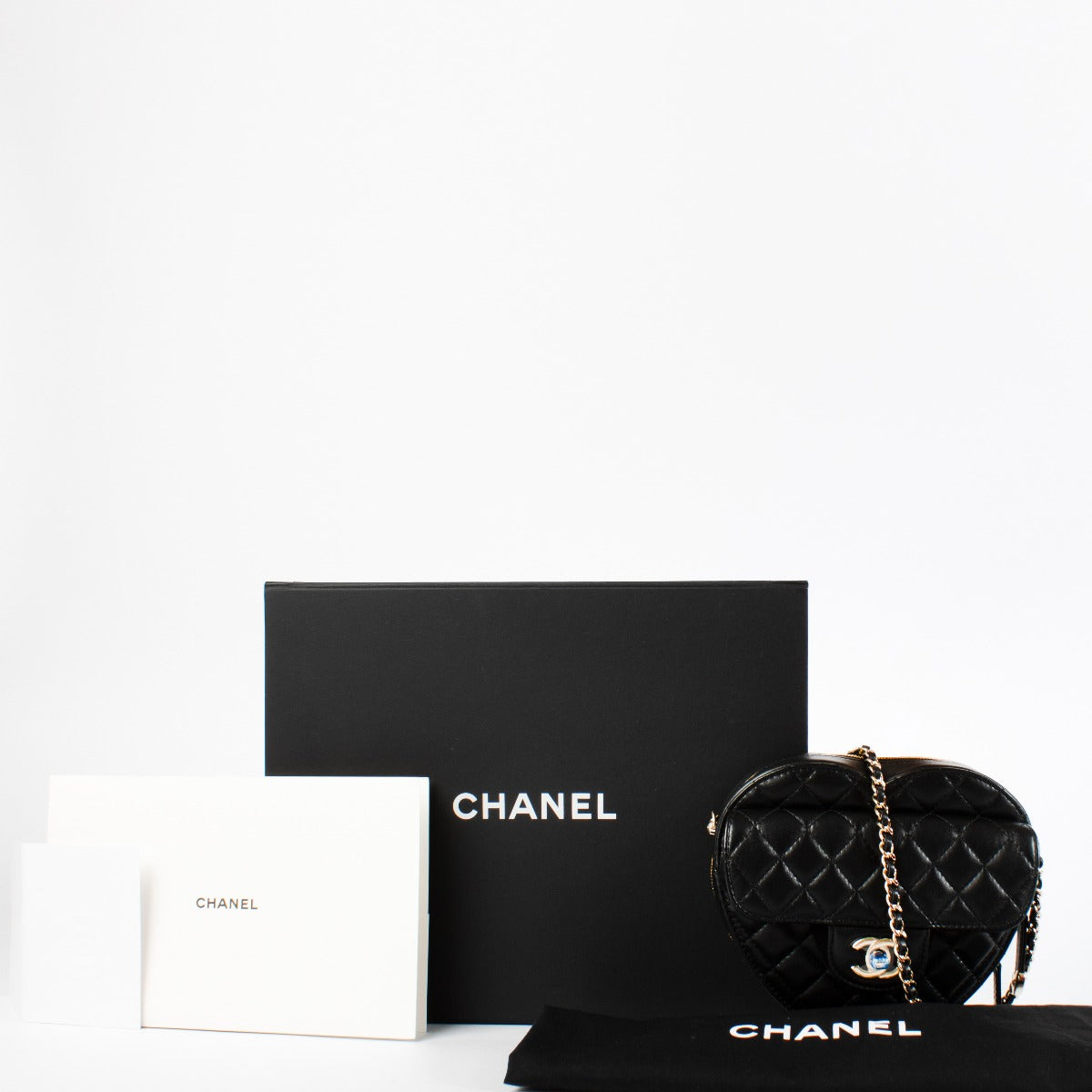 authentic preloved Chanel Black Lambskin Large Heart Bag With Chain on Labellov.com