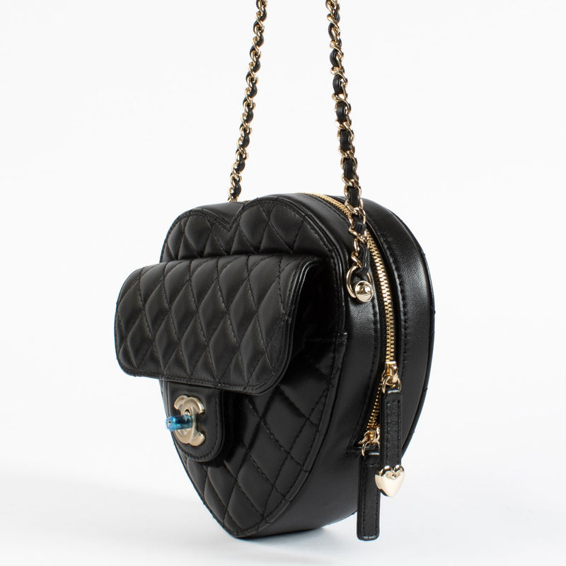 authentic preloved Chanel Black Lambskin Large Heart Bag With Chain on Labellov.com