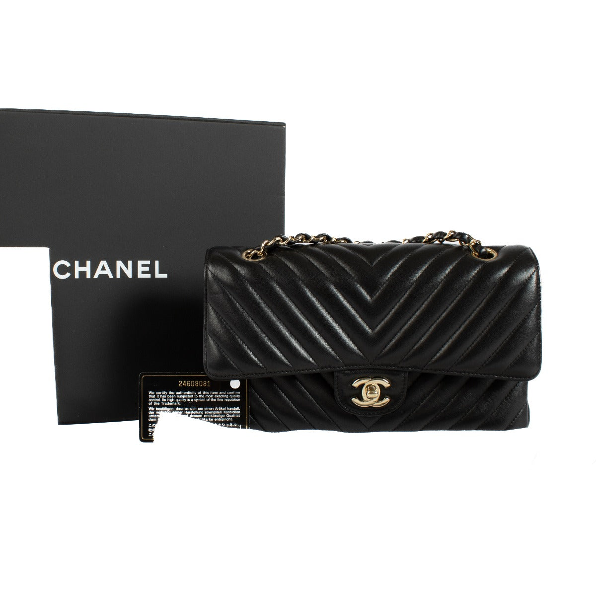 Chanel Zwarte Chevron Medium Classic 11.12 tas