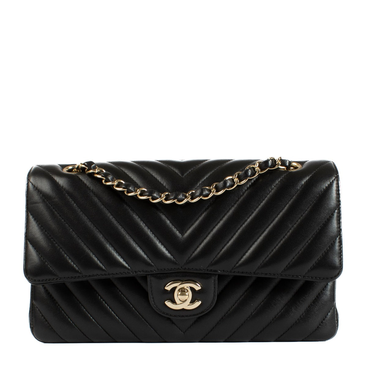 Chanel Zwarte Chevron Medium Classic 11.12 tas