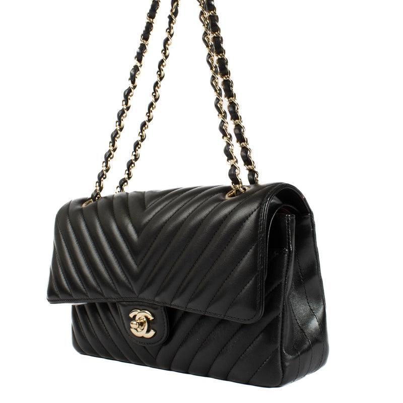 Chanel Black Chevron Medium Classic 11.12 bag