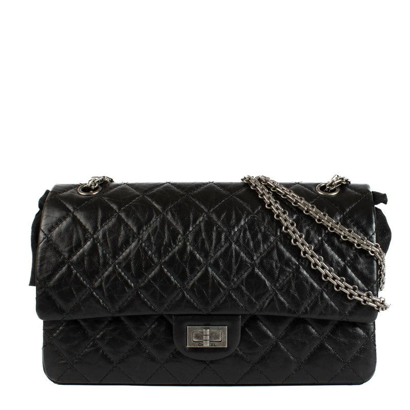 Chanel Black Aged Calfskin Large 2.55 Handbag