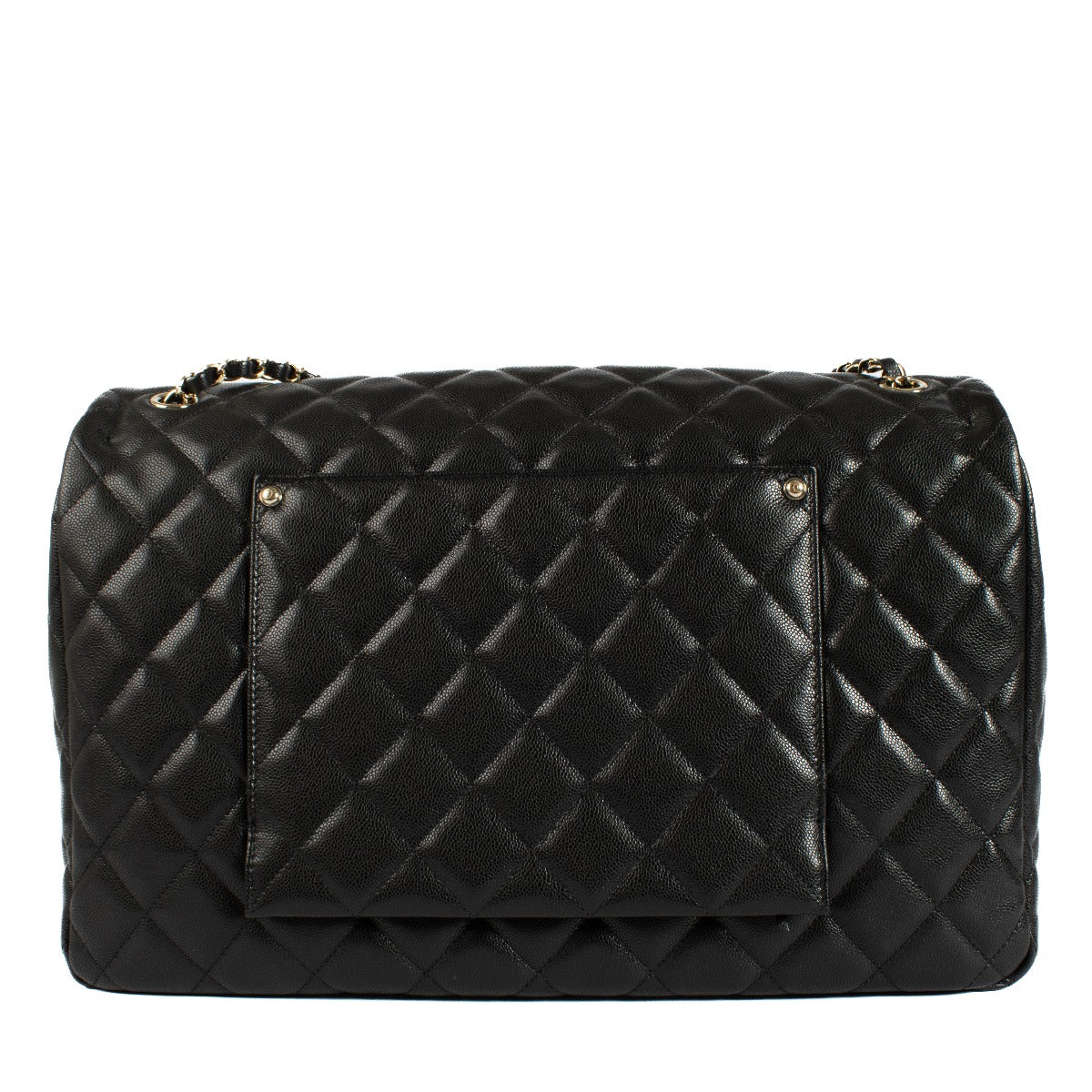 Chanel 24C Black Shiny Caviar XXL Travel Flap Bag