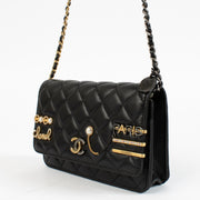 Authentic pre-loved Chanel Black Coco Clips Wallet On Chain on Labellov.com