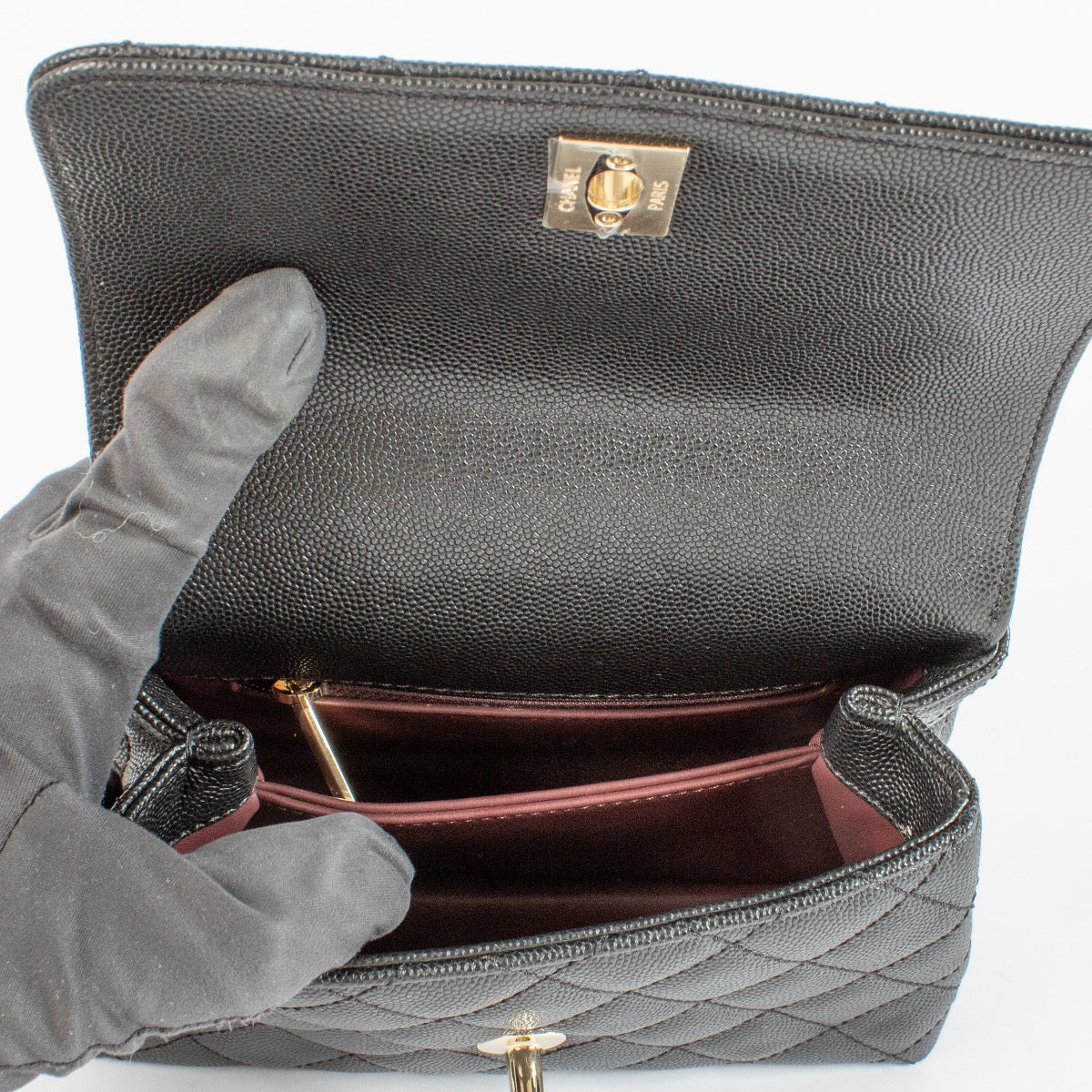 authentic preloved Chanel Black Caviar Mini Coco Handle Bag on Labellov.com