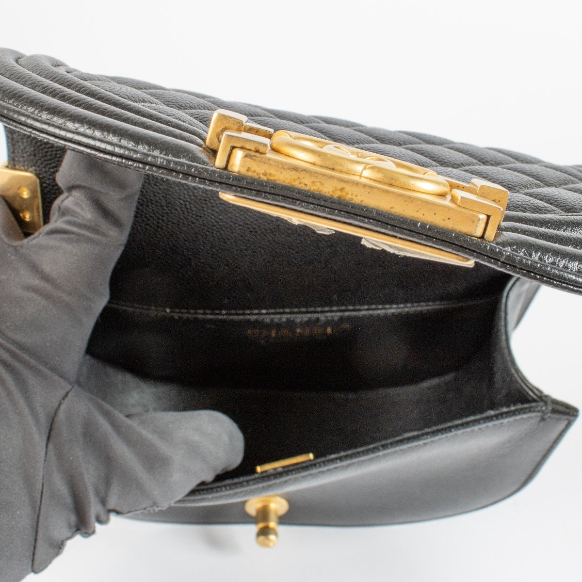 authentic preloved Chanel Black Round Boy Bag on Labellov.com