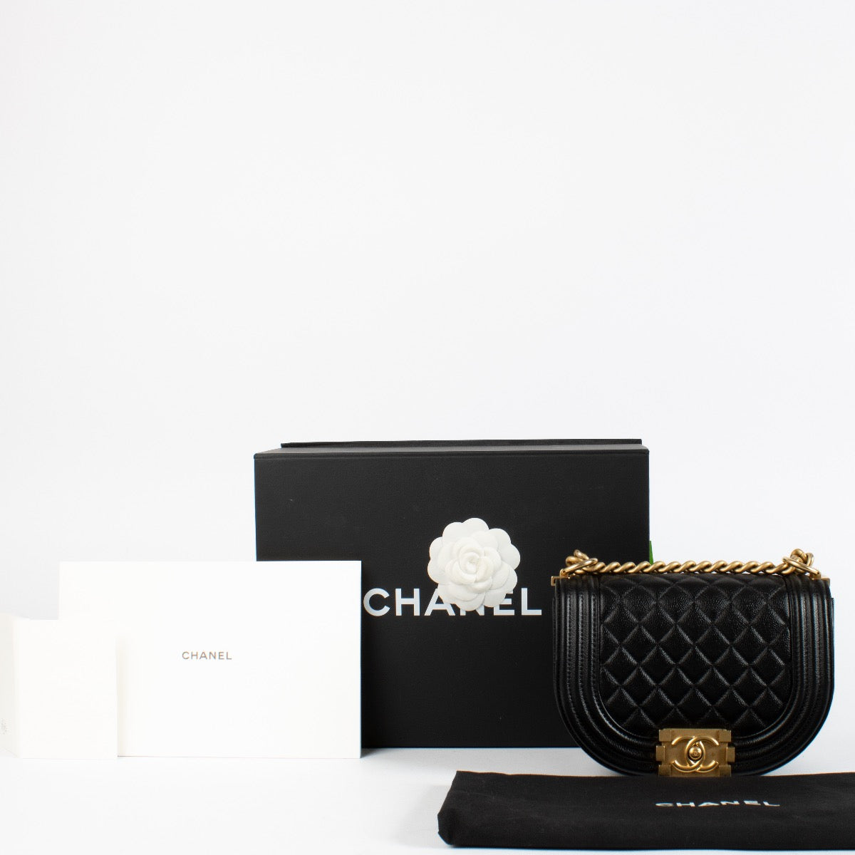 authentic preloved Chanel Black Round Boy Bag on Labellov.com