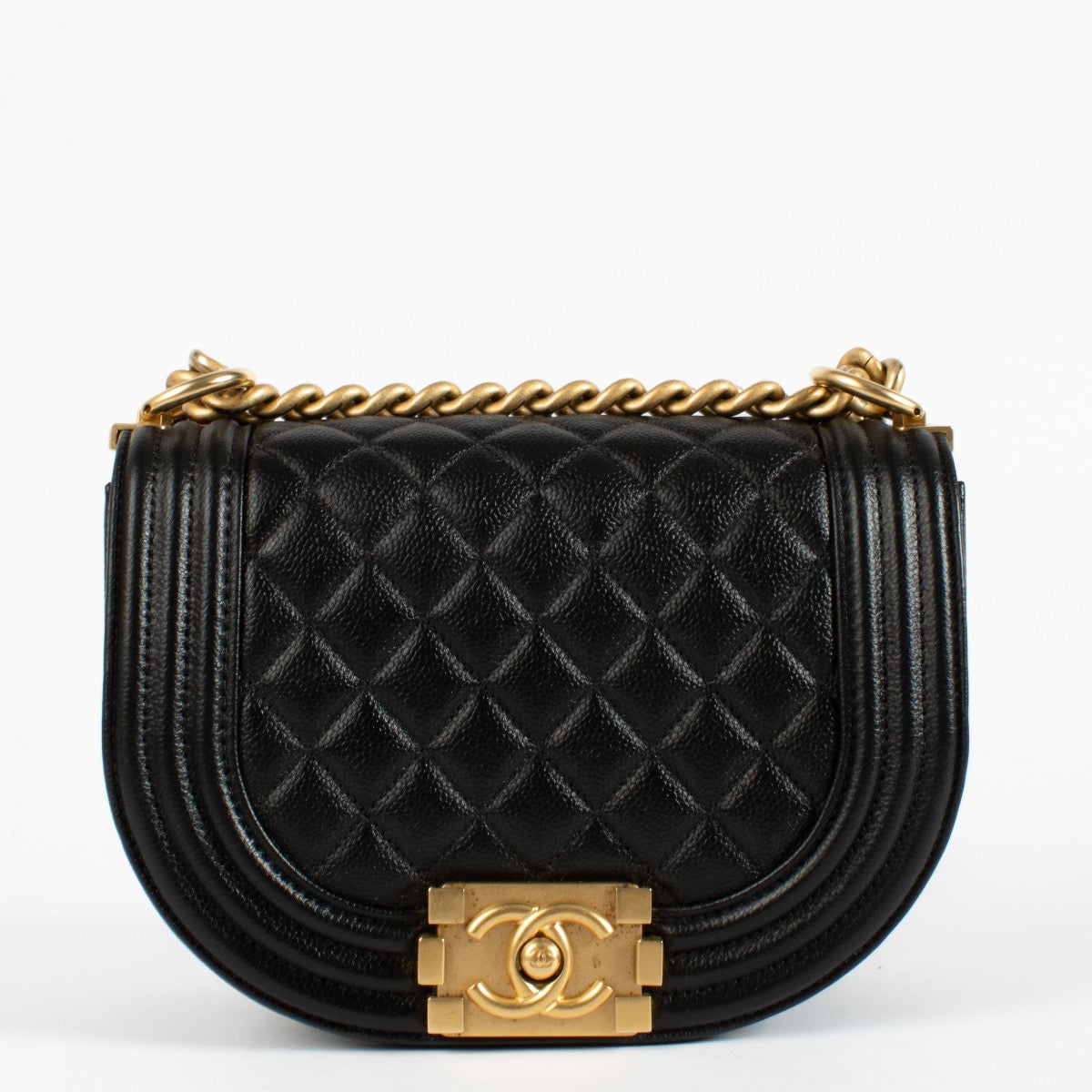 authentic preloved Chanel Black Round Boy Bag on Labellov.com