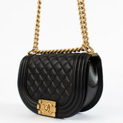 authentic preloved Chanel Black Round Boy Bag on Labellov.com