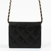Authentic preloved Chanel Black Caviar Classic Card Holder with Chain on Labellov.com