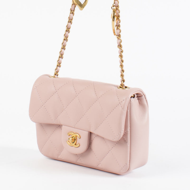 shop 100% authentic second hand Chanel Pink Lambskin Heart Chain Flap Bag on Labellov.com