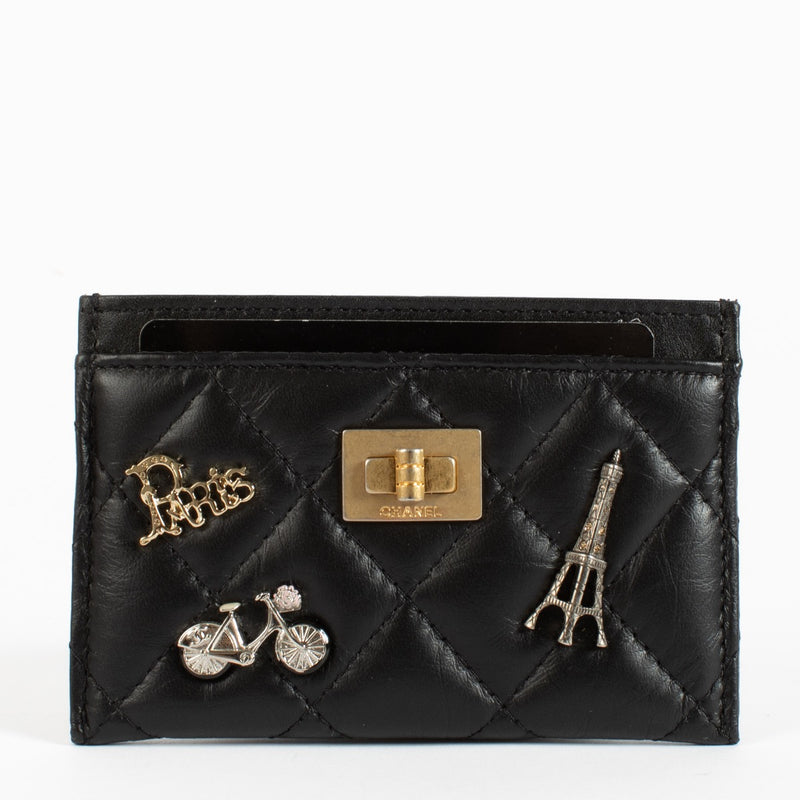 shop 100% authentic second hand Chanel Black Paris Charms Reissue Card Holder on Labellov.com