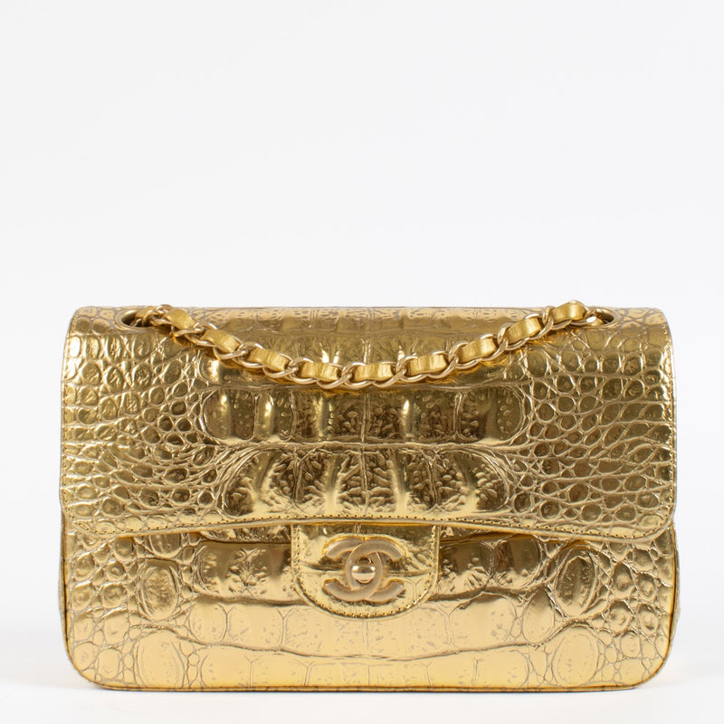 shop 100% authentic second hand Chanel 19A Gold Crocodile Embossed Small Classic Flap Bag on Labellov.com