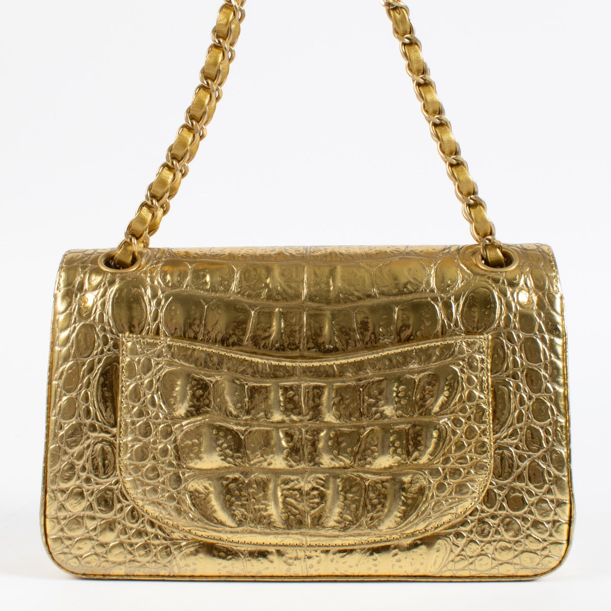 shop 100% authentic second hand Chanel 19A Gold Crocodile Embossed Small Classic Flap Bag on Labellov.com
