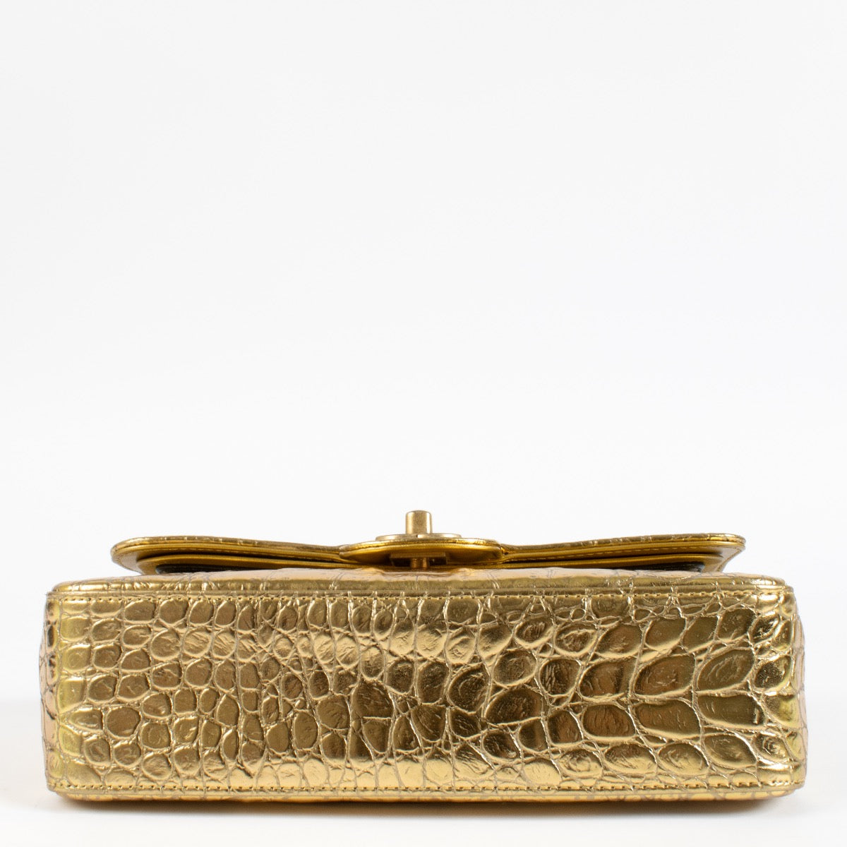 shop 100% authentic second hand Chanel 19A Gold Crocodile Embossed Small Classic Flap Bag on Labellov.com
