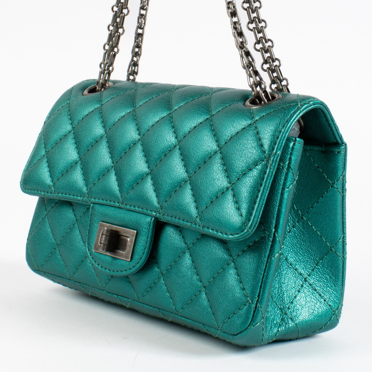 shop 100% authentic second hand Chanel Emerald Green Metallic 2.55 Mini Bag on Labellov.com