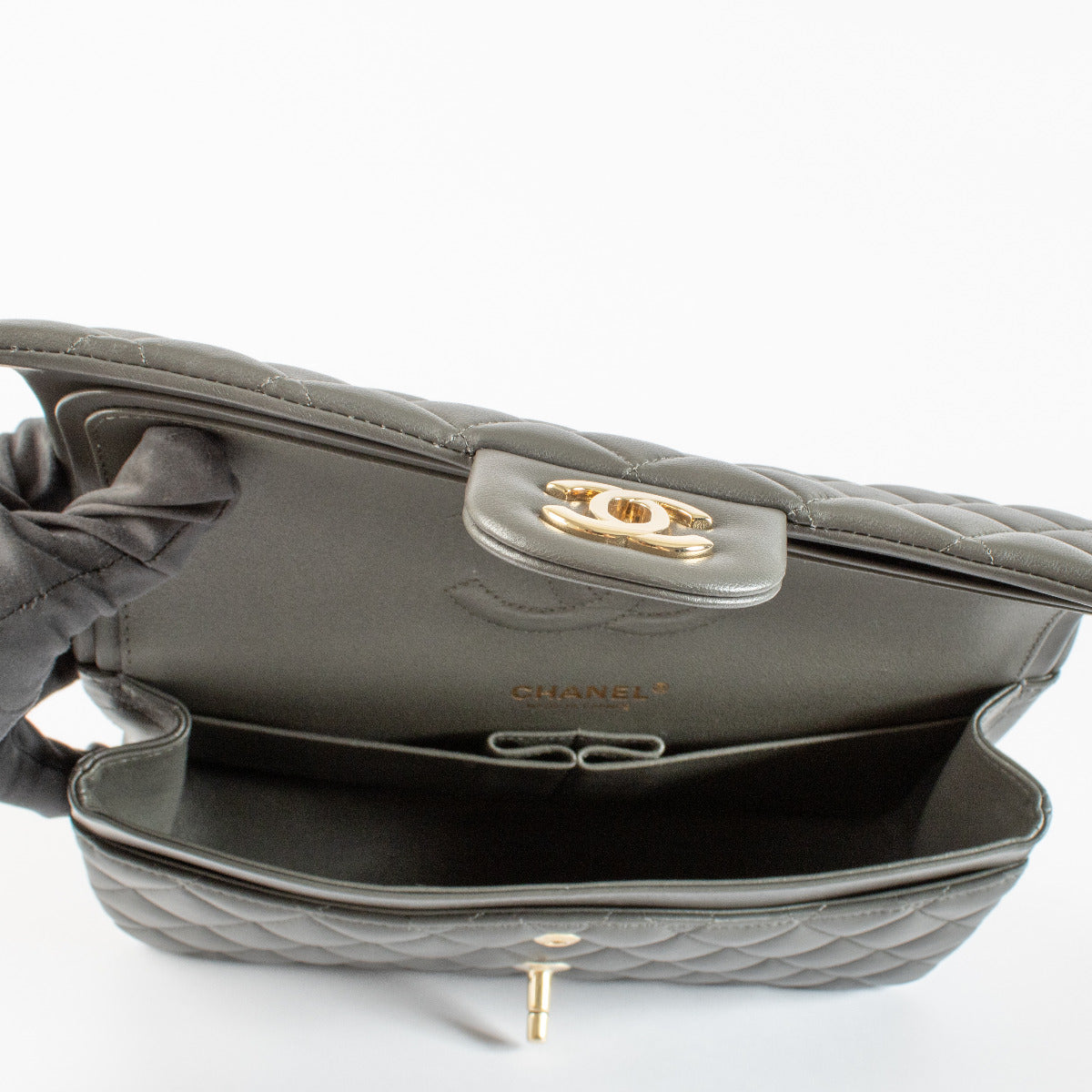 Chanel Grey Lambskin Medium Classic 11.12 Bag