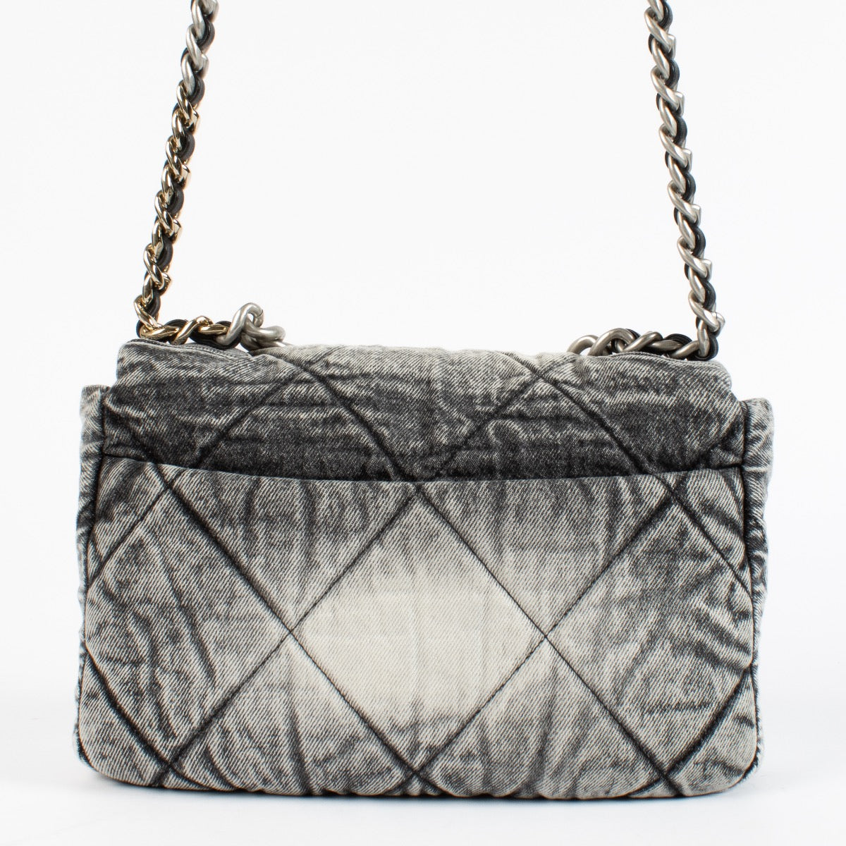 authentic preloved Chanel Grey Denim Medium Chanel 19 Bag on Labellov.com