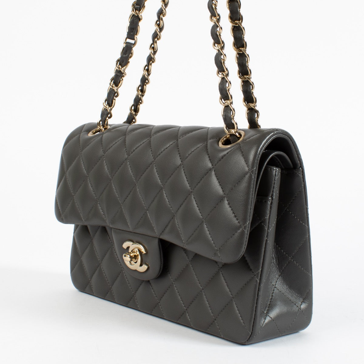 shop 100% authentic second hand Chanel Grey Lambskin Small Classic Flap Bag on Labellov.com